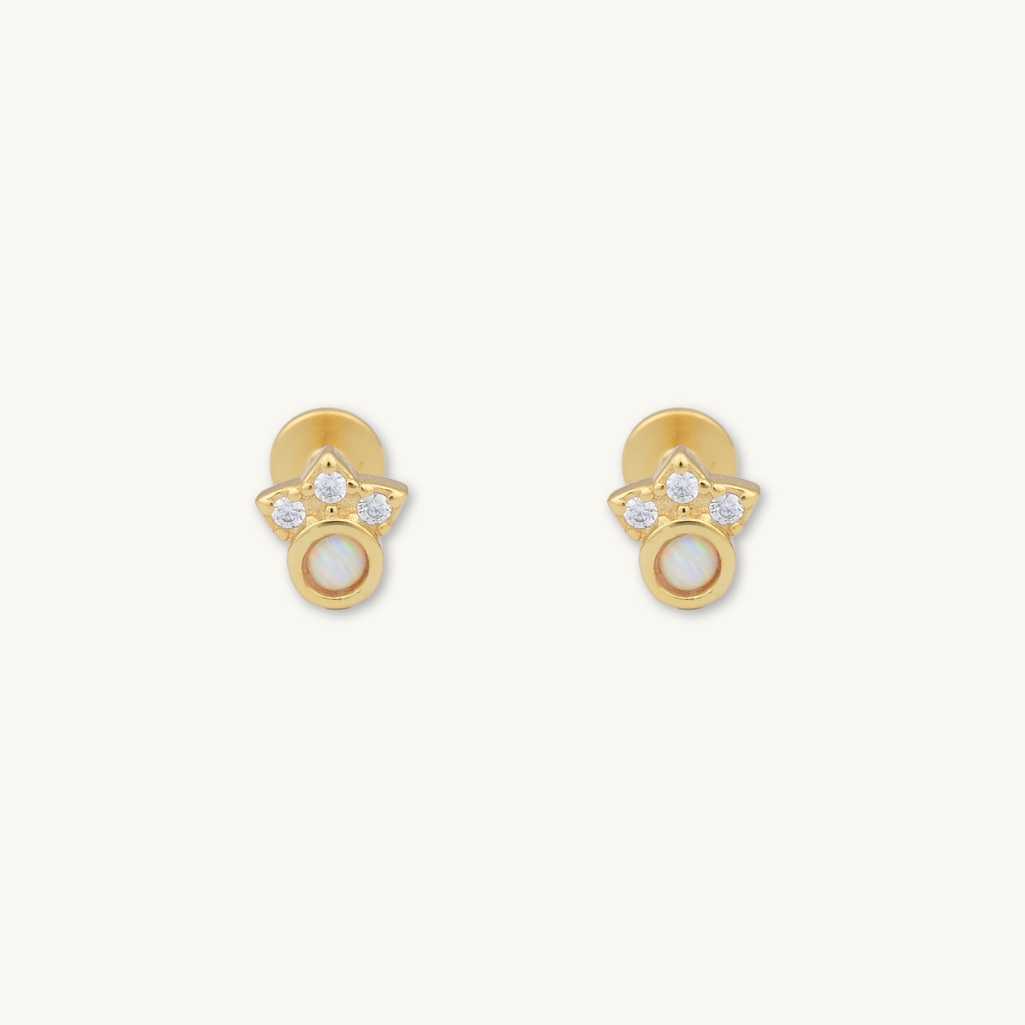 Trio Sapphire Opal Flat Back Earrings - Camile & Stone