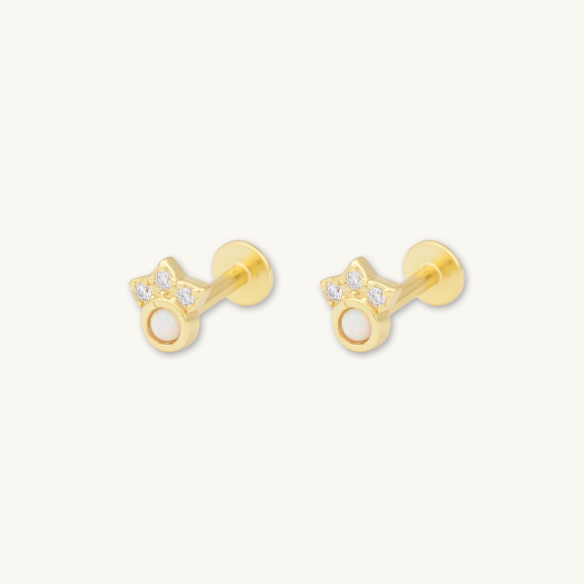 Trio Sapphire Opal Flat Back Earrings - Camile & Stone