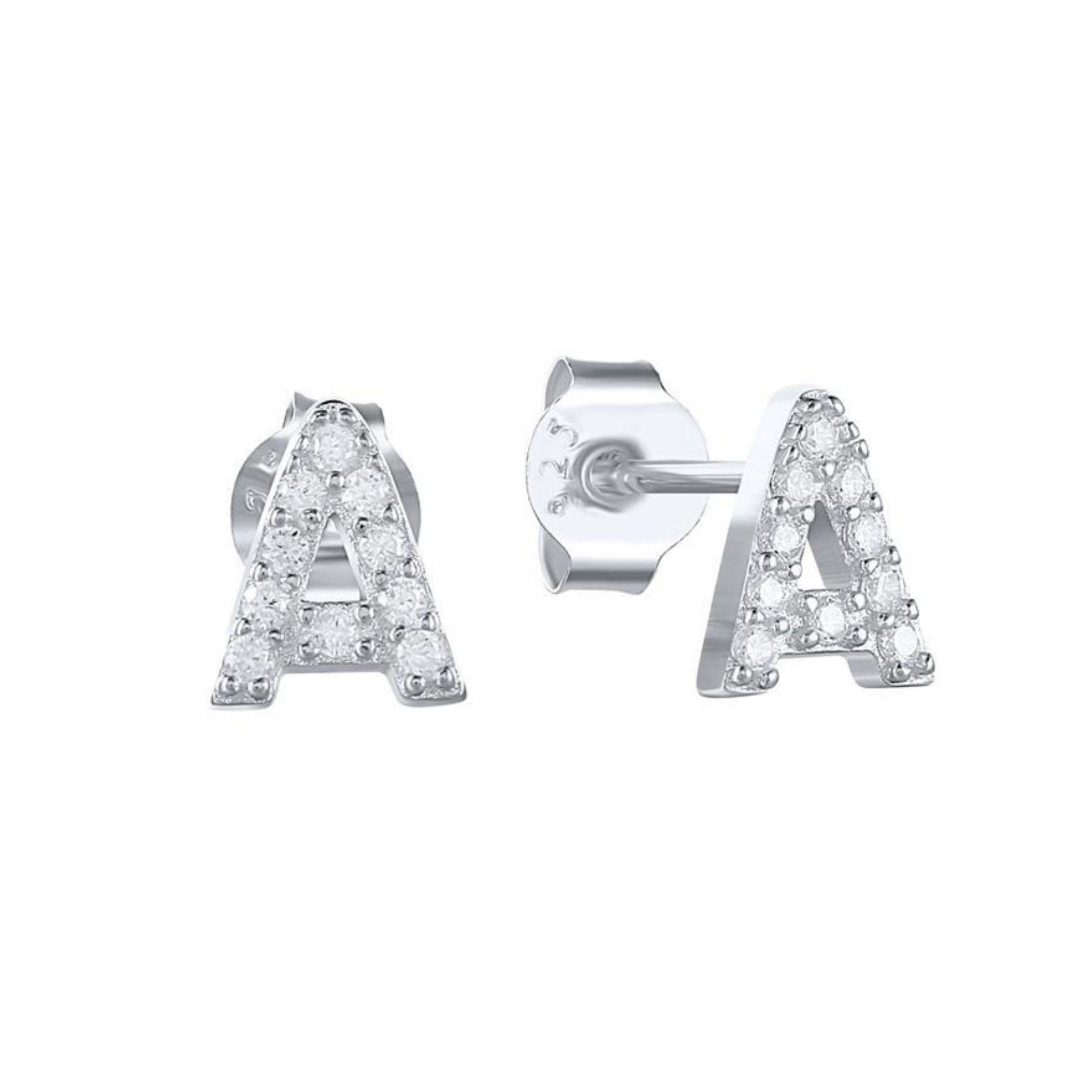 Initial Letter Sapphire Stud Earrings