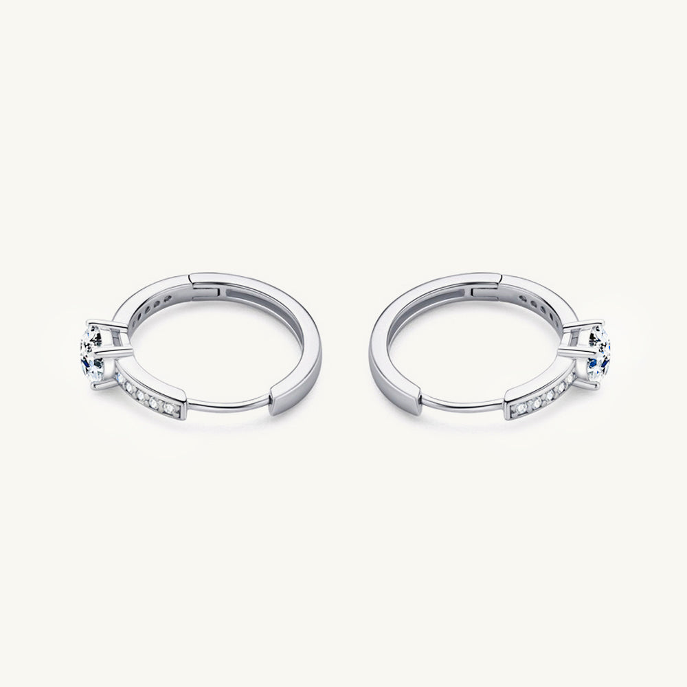 Round Cut Moissanite Hoop Huggie Earrings 0.5 Carat