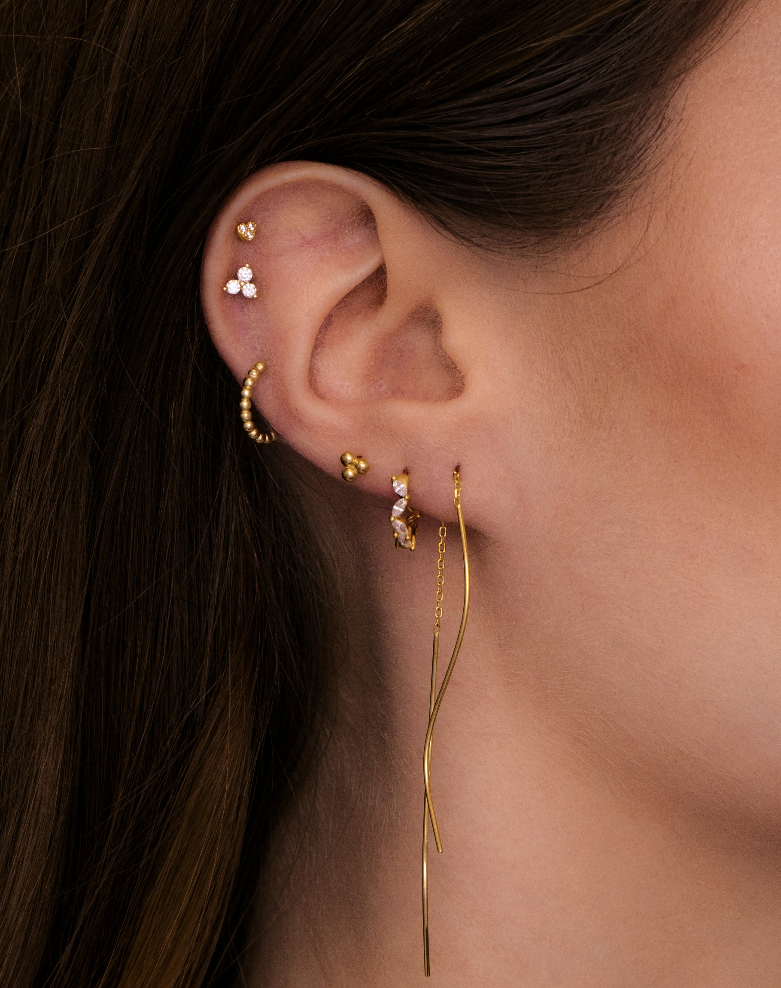 Swirl Threader Chain Earrings