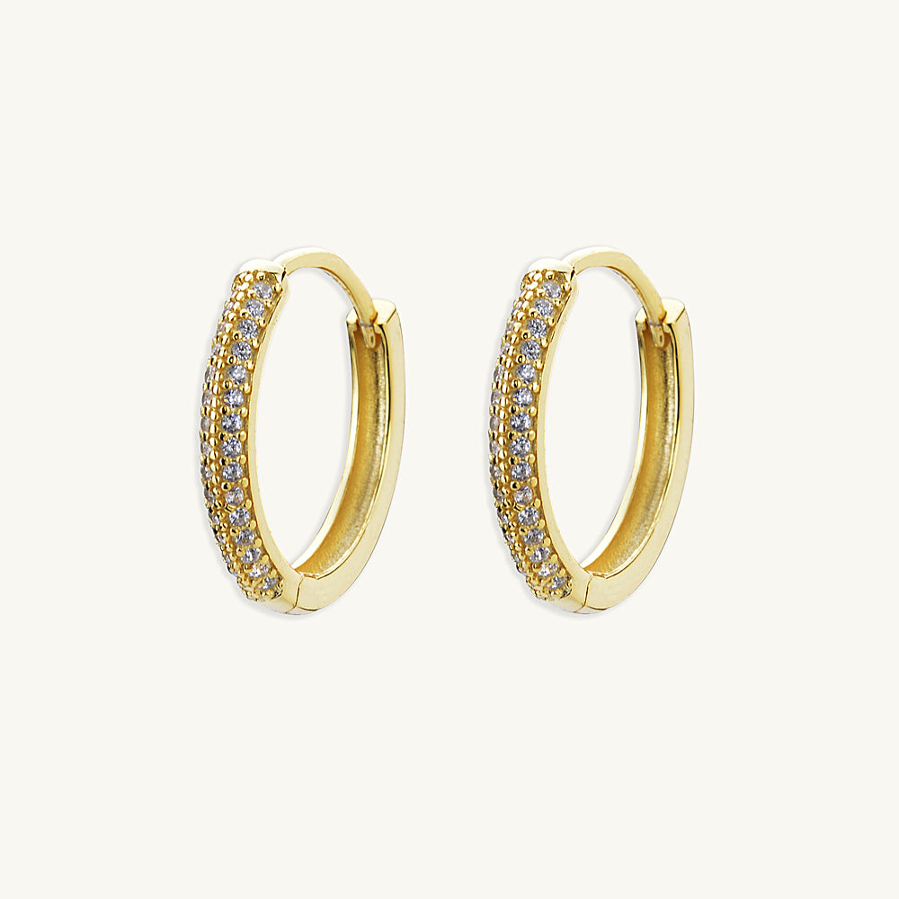 Large Sapphire Pave Hoop Earrings