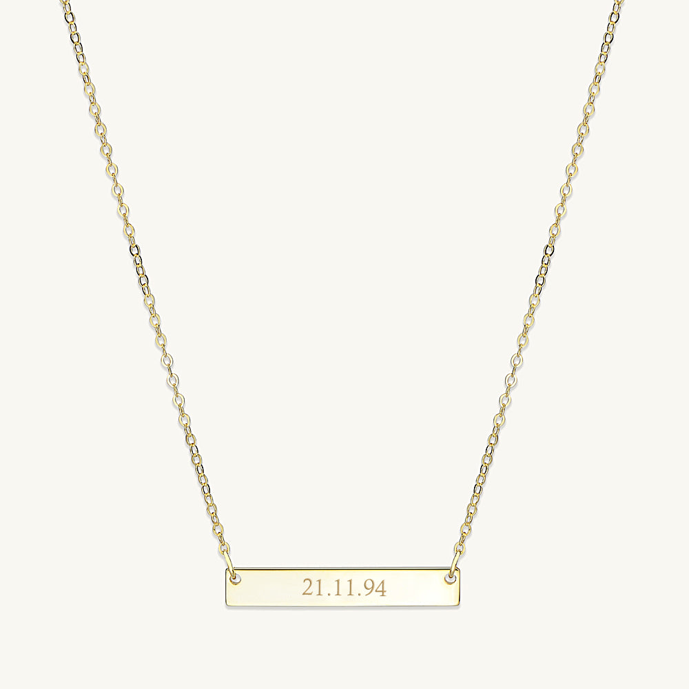 Engraved Date Bar Necklace