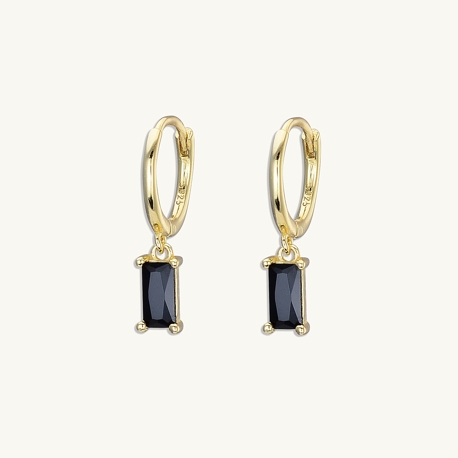 Black Baguette Hoop Earrings