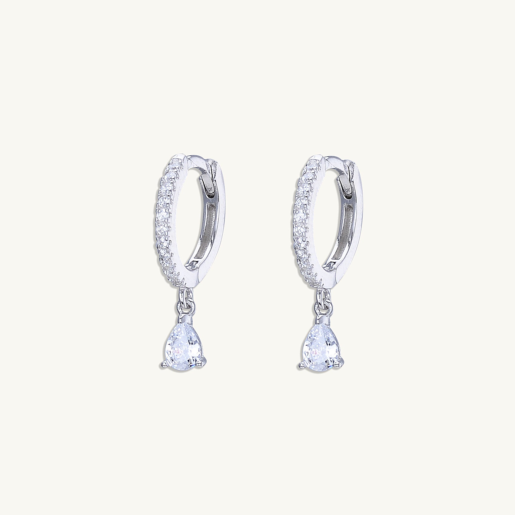 Teardrop Solitaire Hoop Earrings