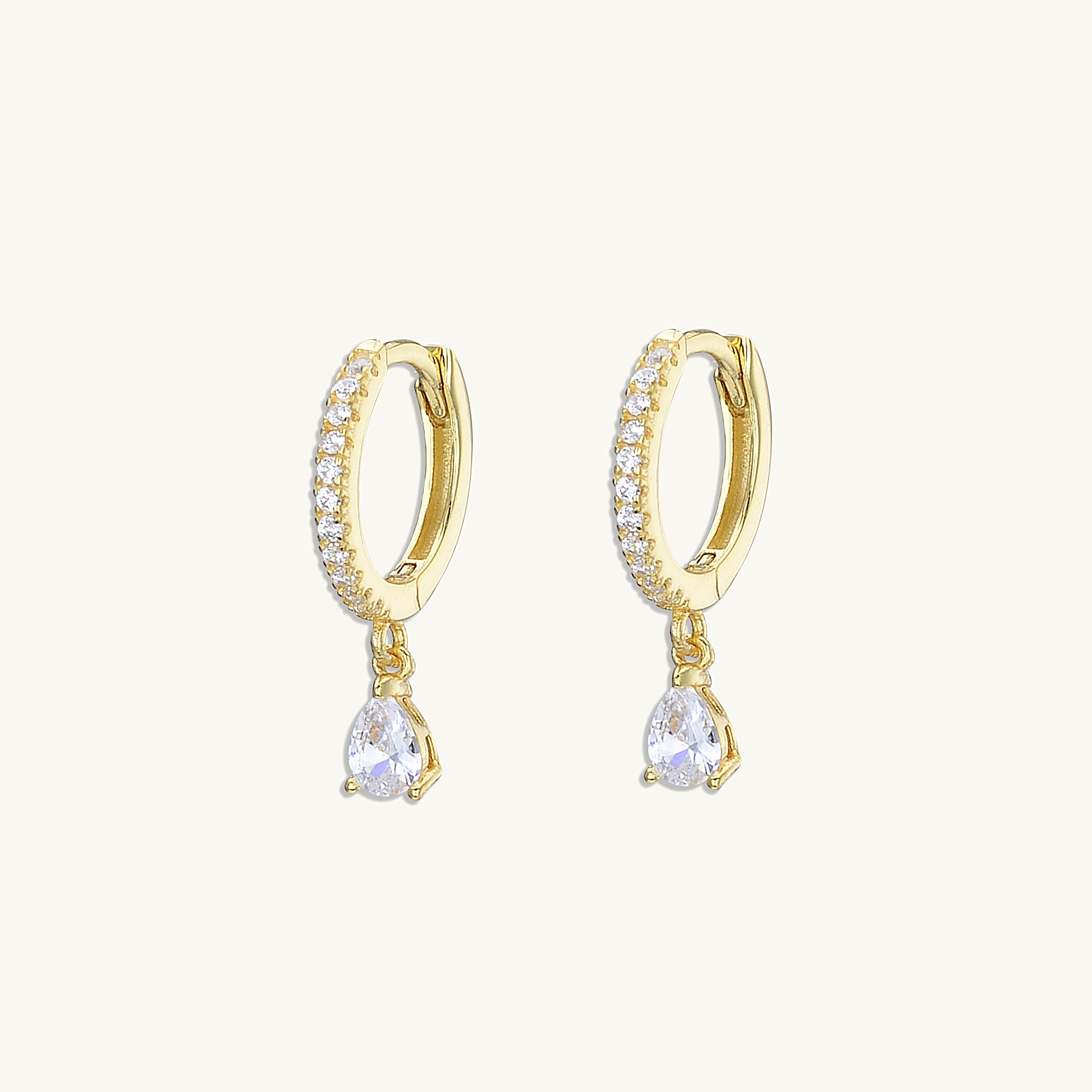 Teardrop Solitaire Hoop Earrings