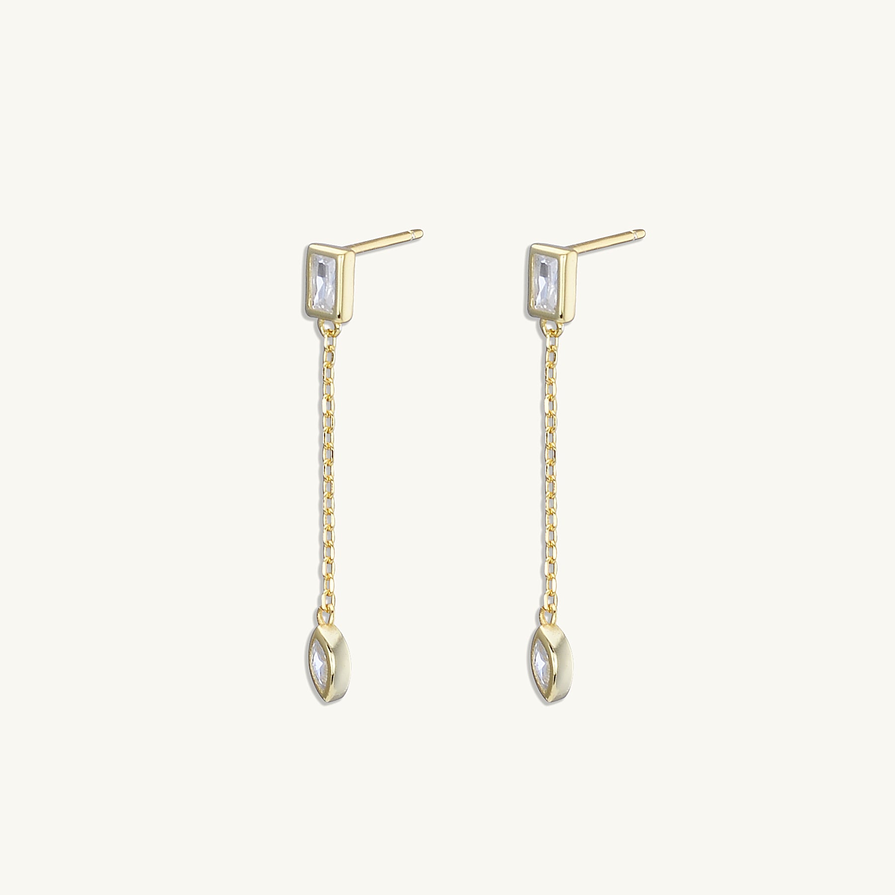 Double Sapphire Chain Earrings