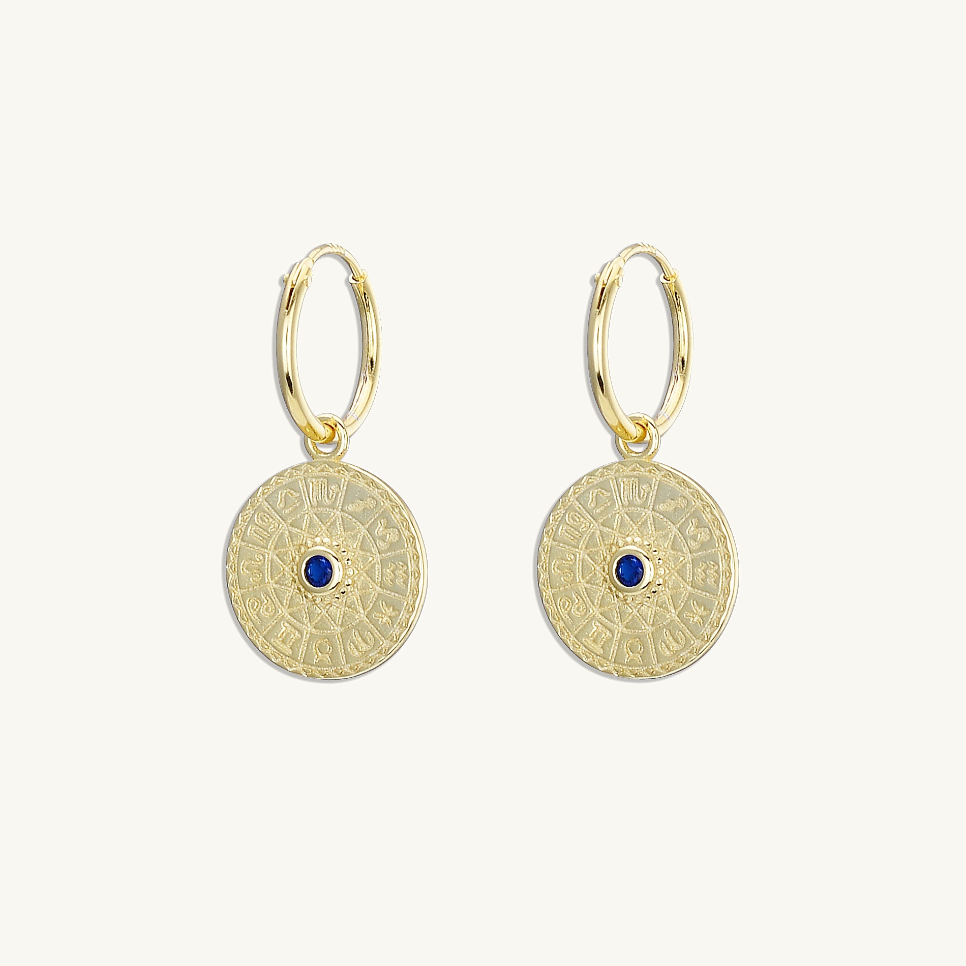 Star Sign Medallion Hoop Earrings