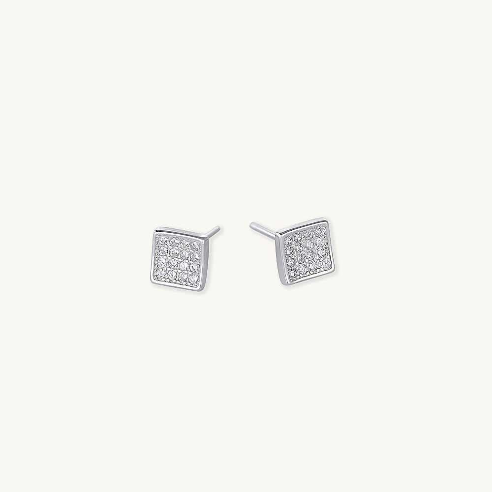 Square Sapphire Stud Earrings