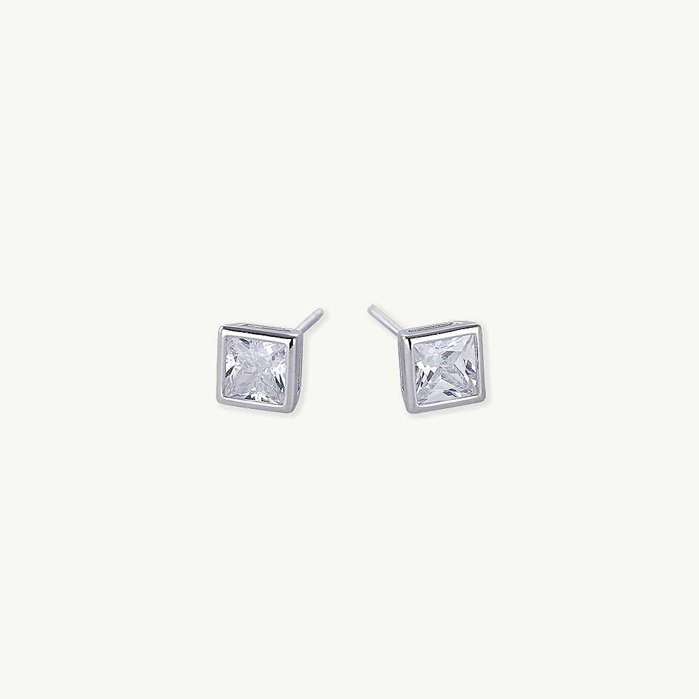 Square Cubic Zirconia Studs