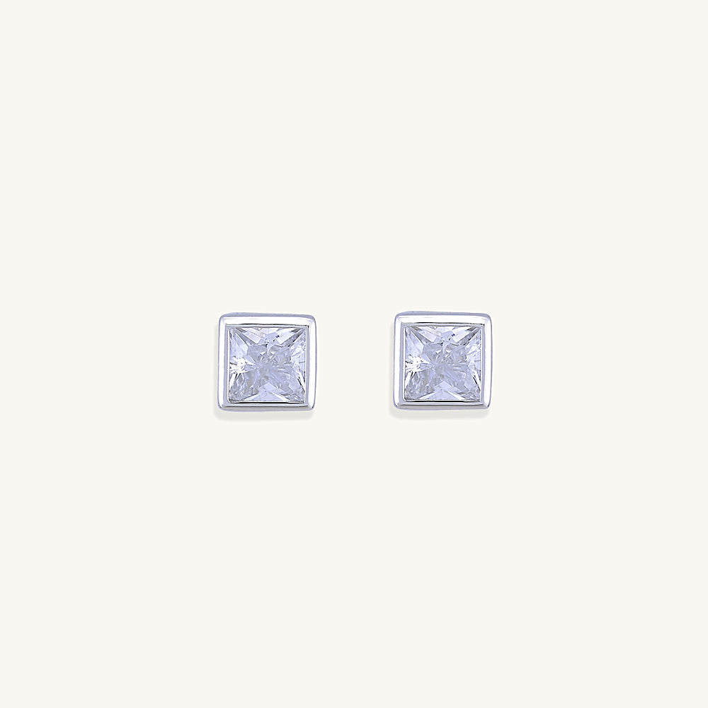 Square Cubic Zirconia Studs