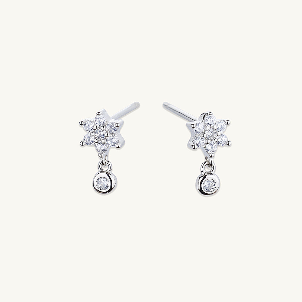 Snowflake Sapphire Drop Stud Earrings