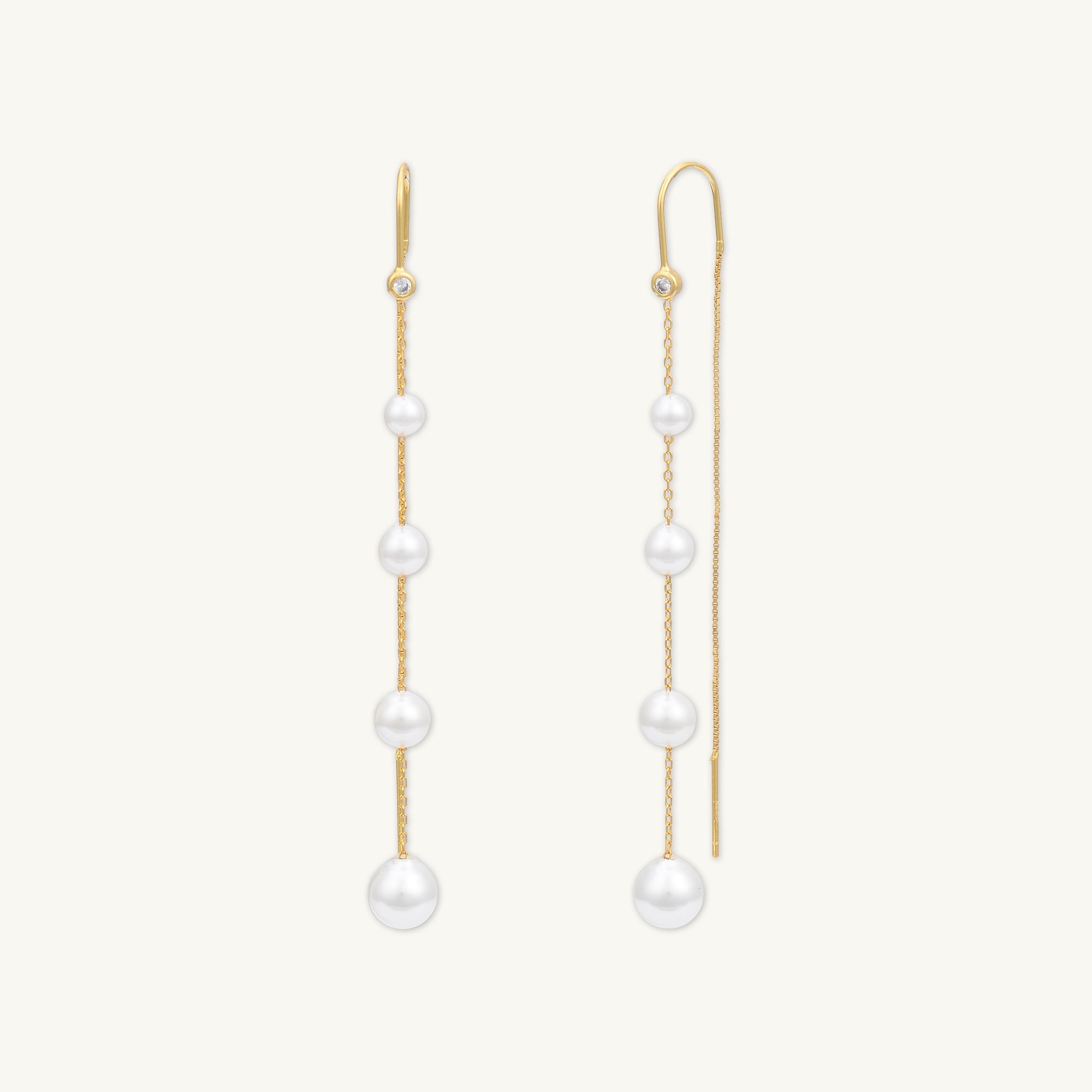 Ascending Pearl Threader Earrings