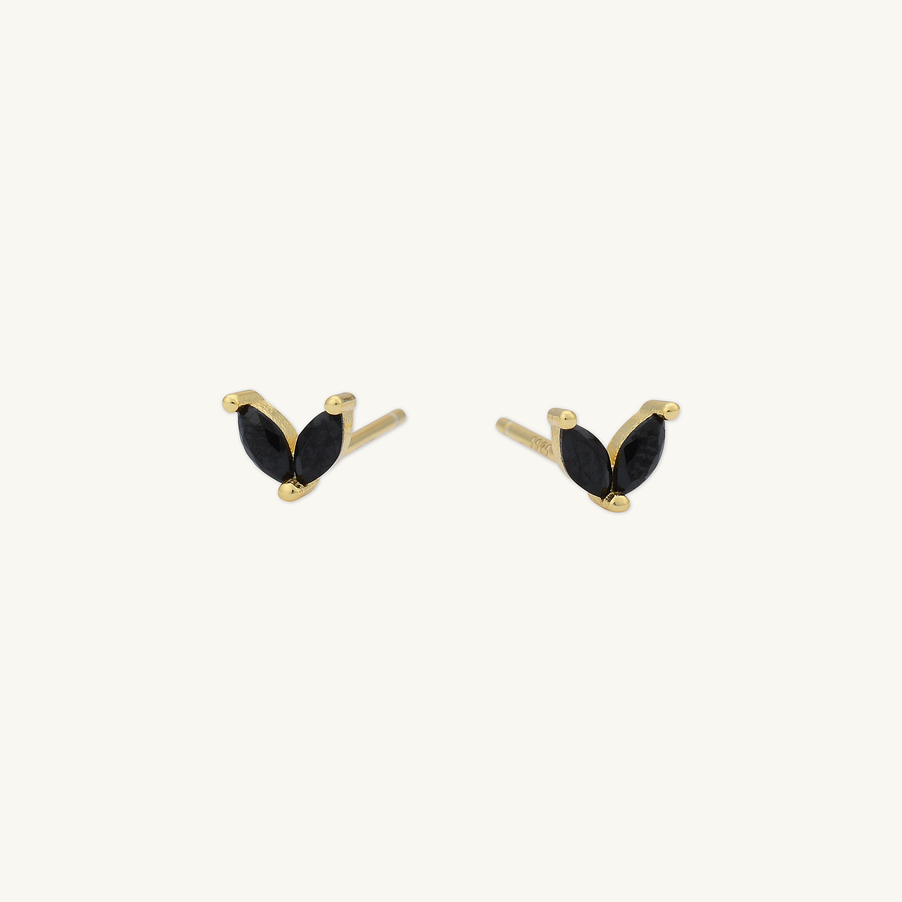 Black Angel Wings Sapphire Stud Earrings