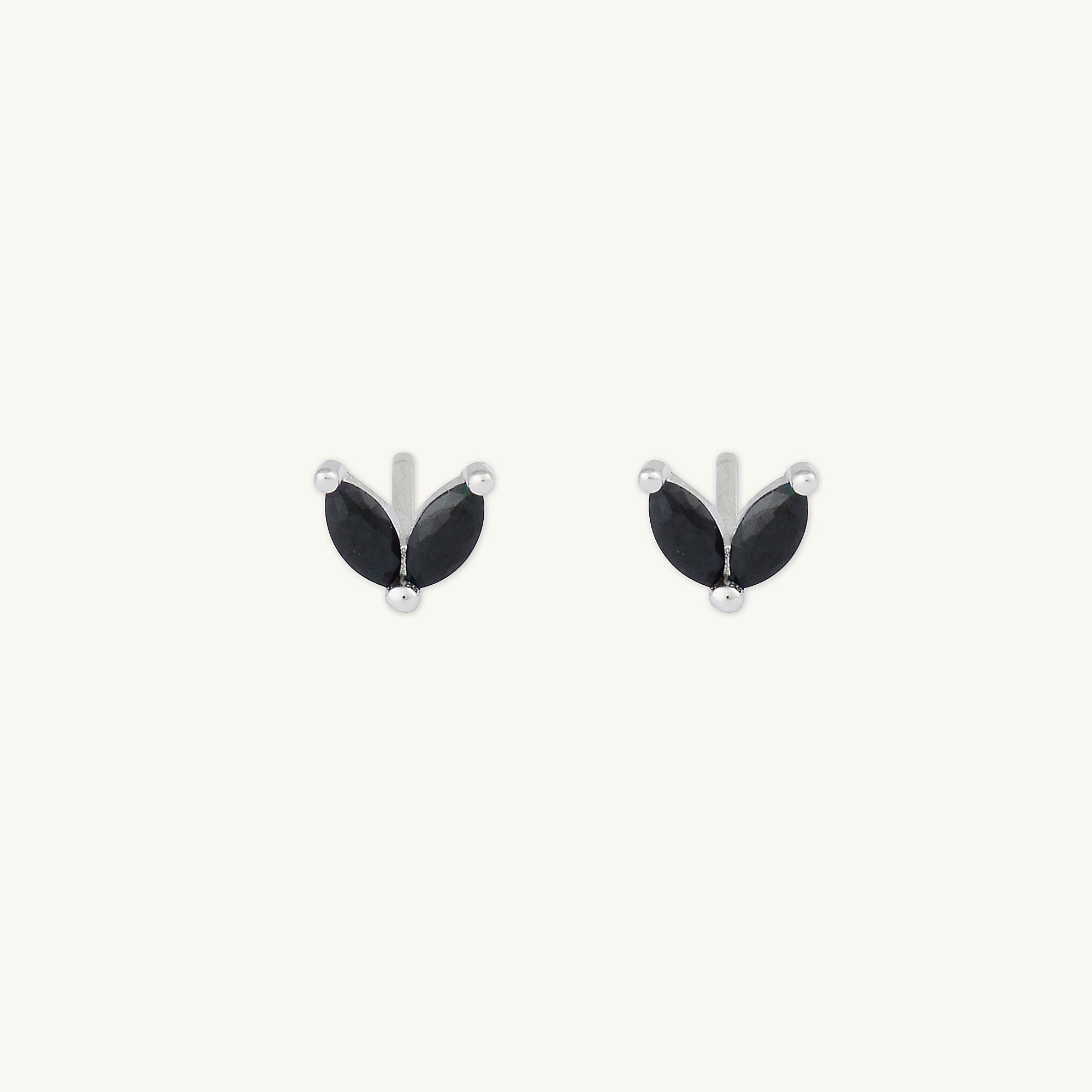 Black Angel Wings Sapphire Stud Earrings