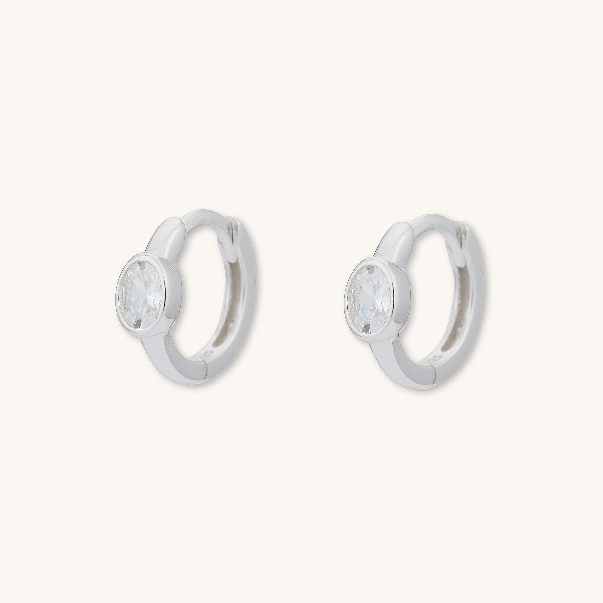 Oval Sapphire Huggie Earrings