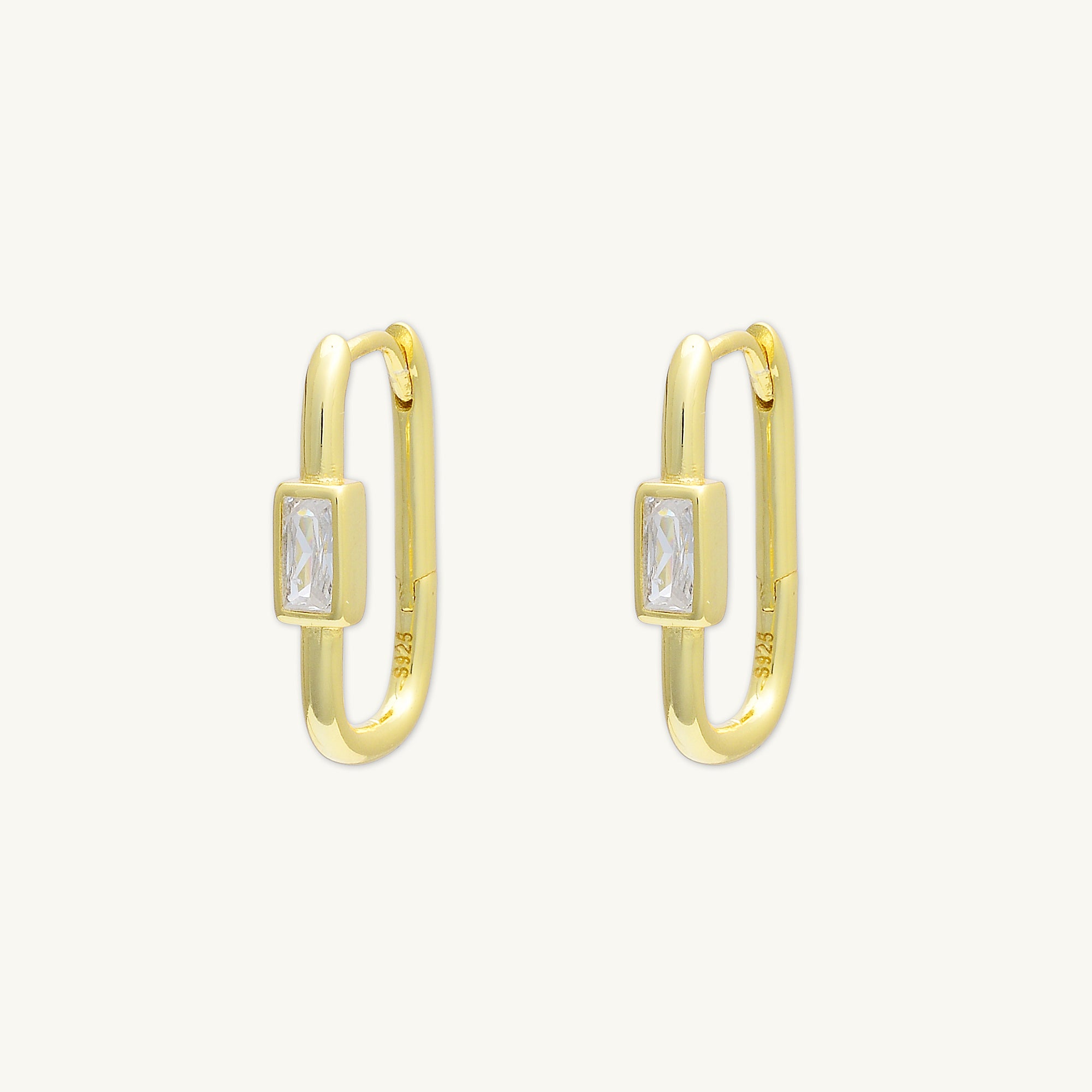 Long Baguette Huggie Hoops Earrings