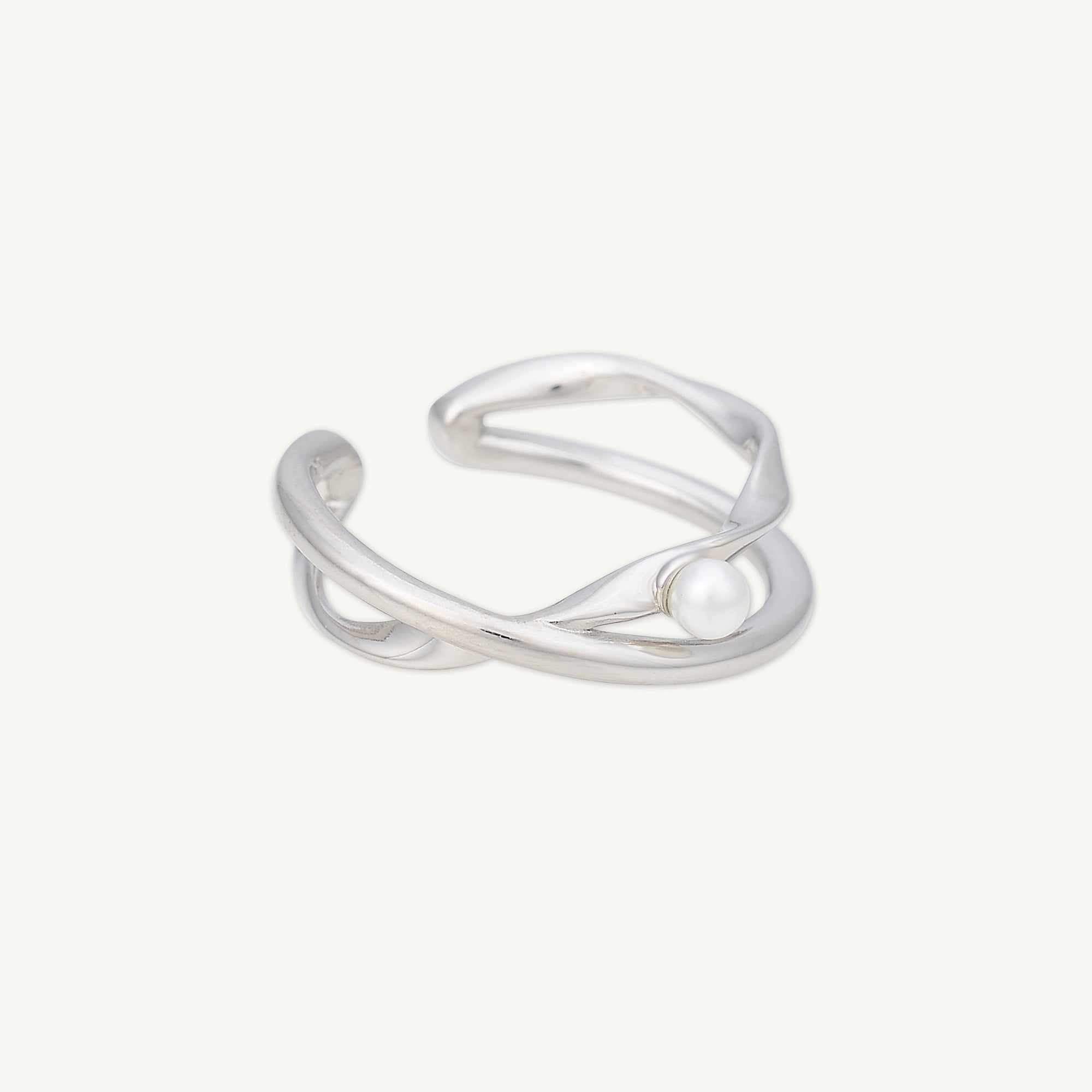 Criss Cross Pearl Open Ring