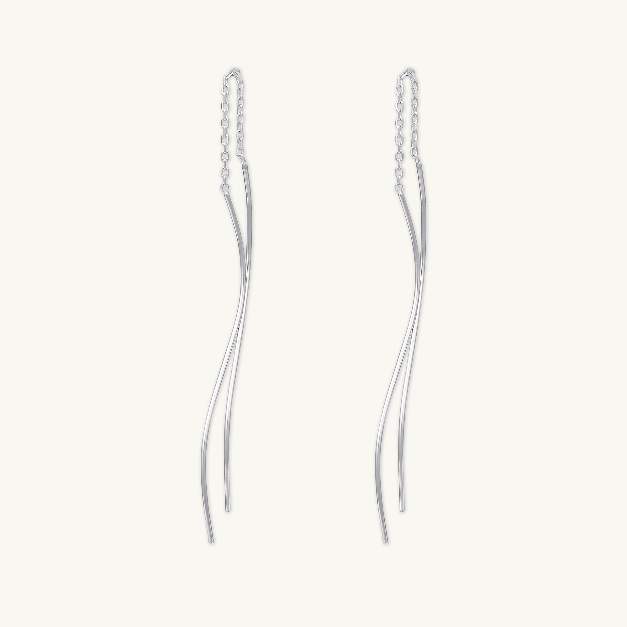 Swirl Threader Chain Earrings