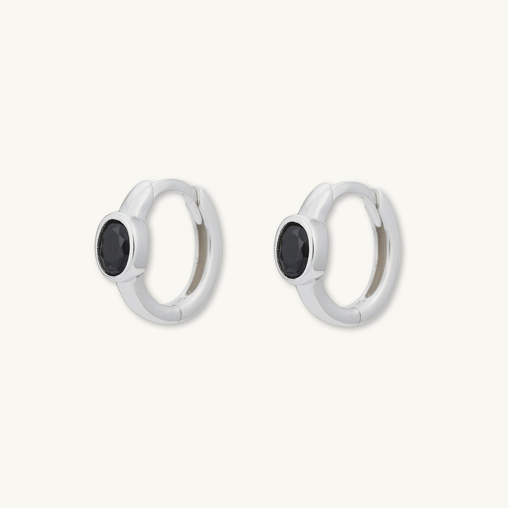 Black Oval Sapphire Huggie Earrings - Camile & Stone