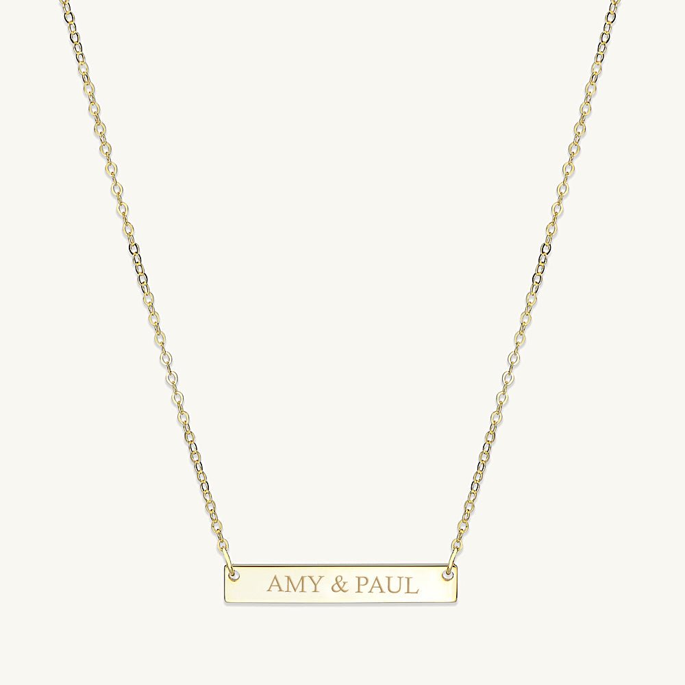 Engraved Personalised Bar Necklace - Camile & Stone