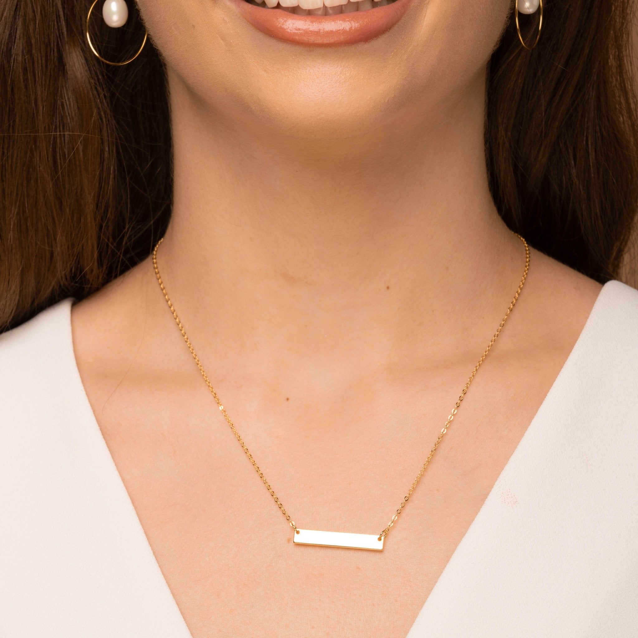 Engraved Personalised Bar Necklace - Camile & Stone