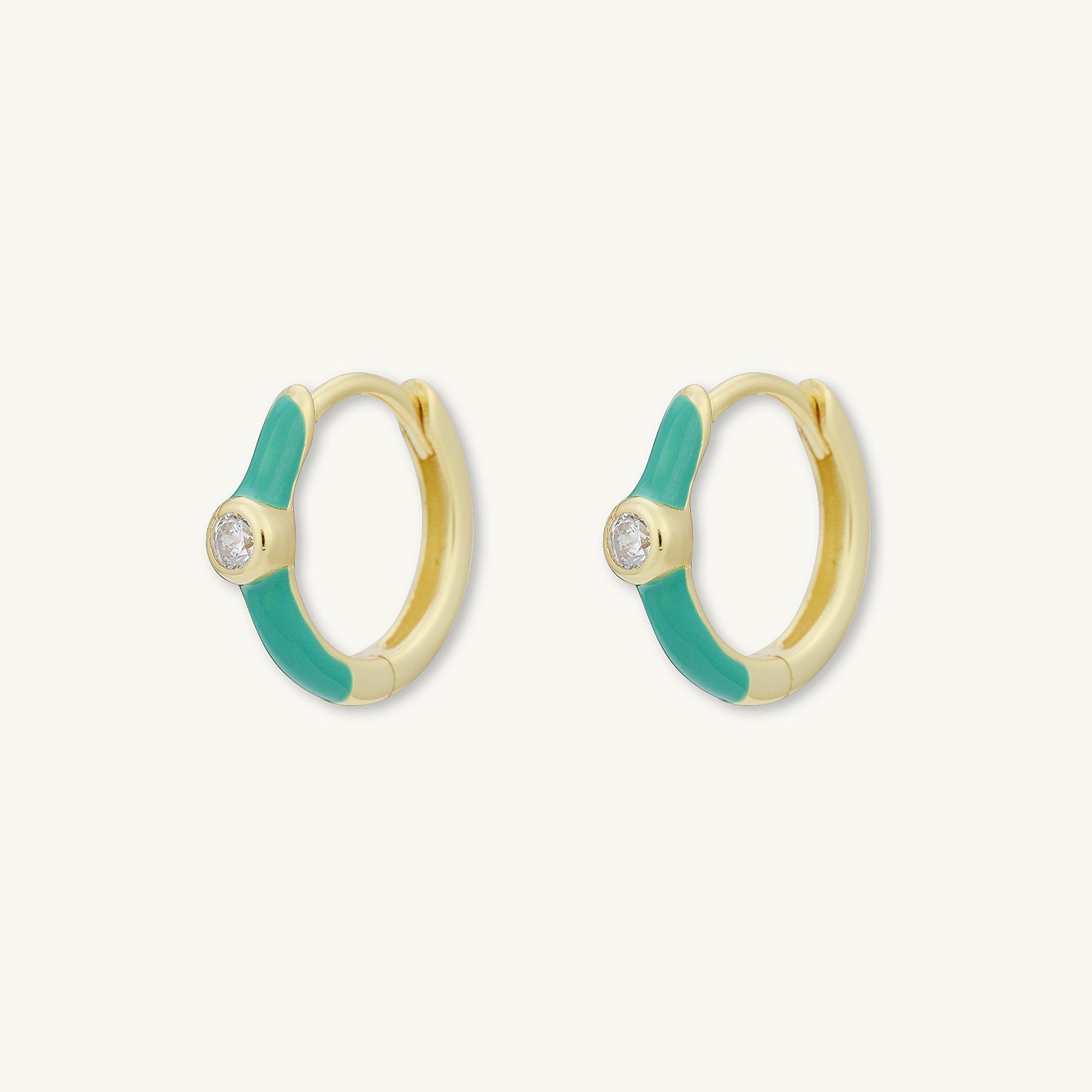 Green Lacquered Sapphire Huggie Earrings - Camile & Stone