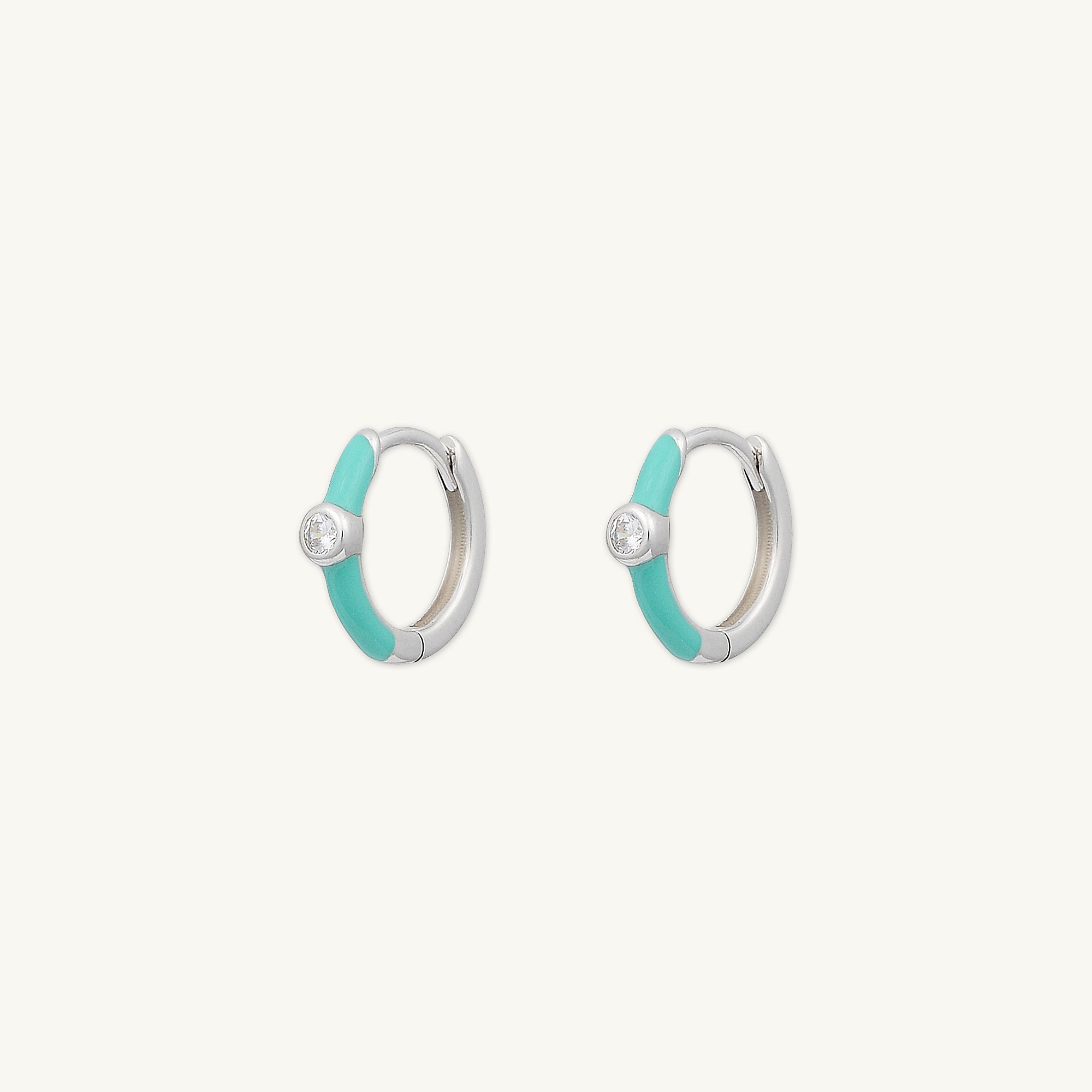 Green Lacquered Sapphire Huggie Earrings - Camile & Stone