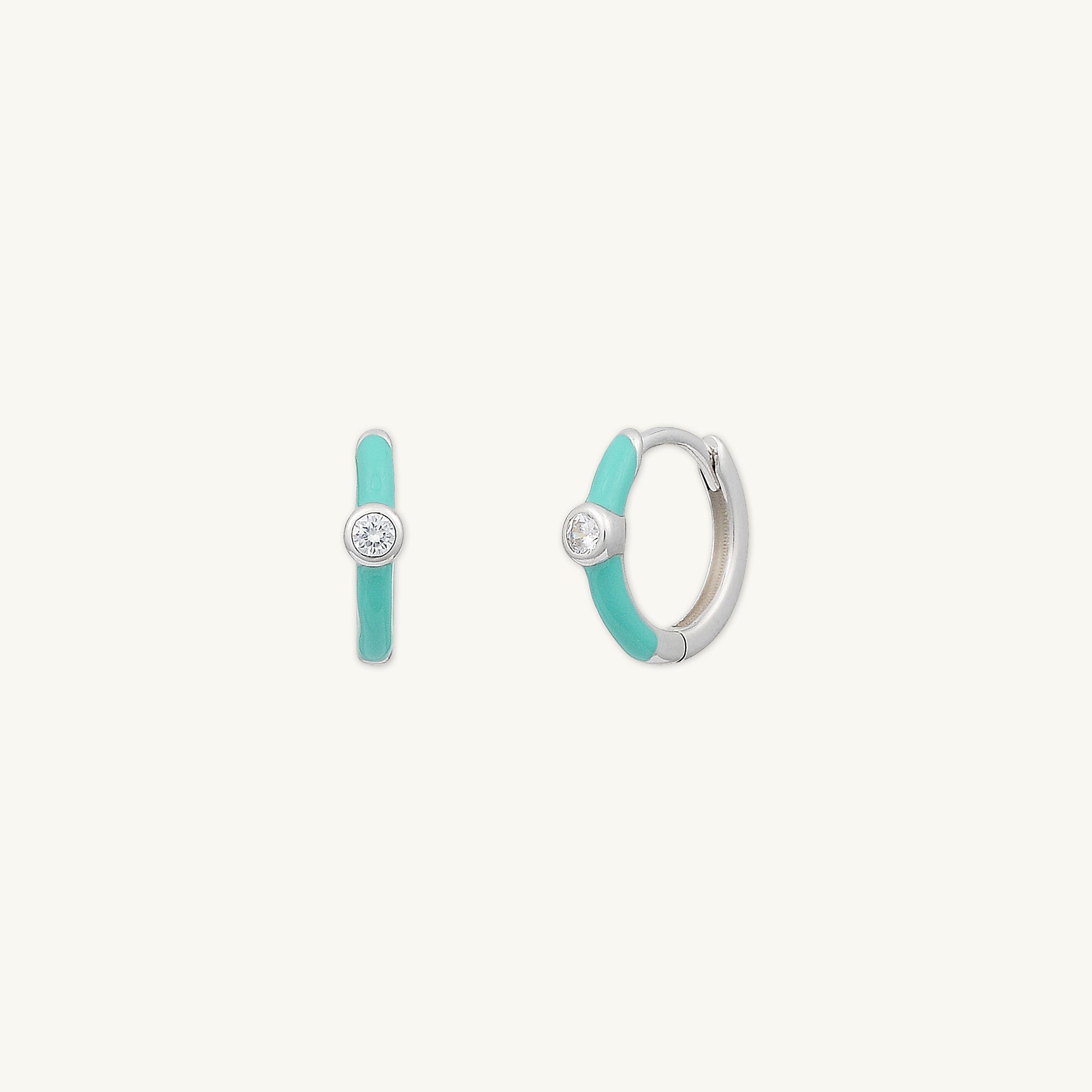 Green Lacquered Sapphire Huggie Earrings - Camile & Stone