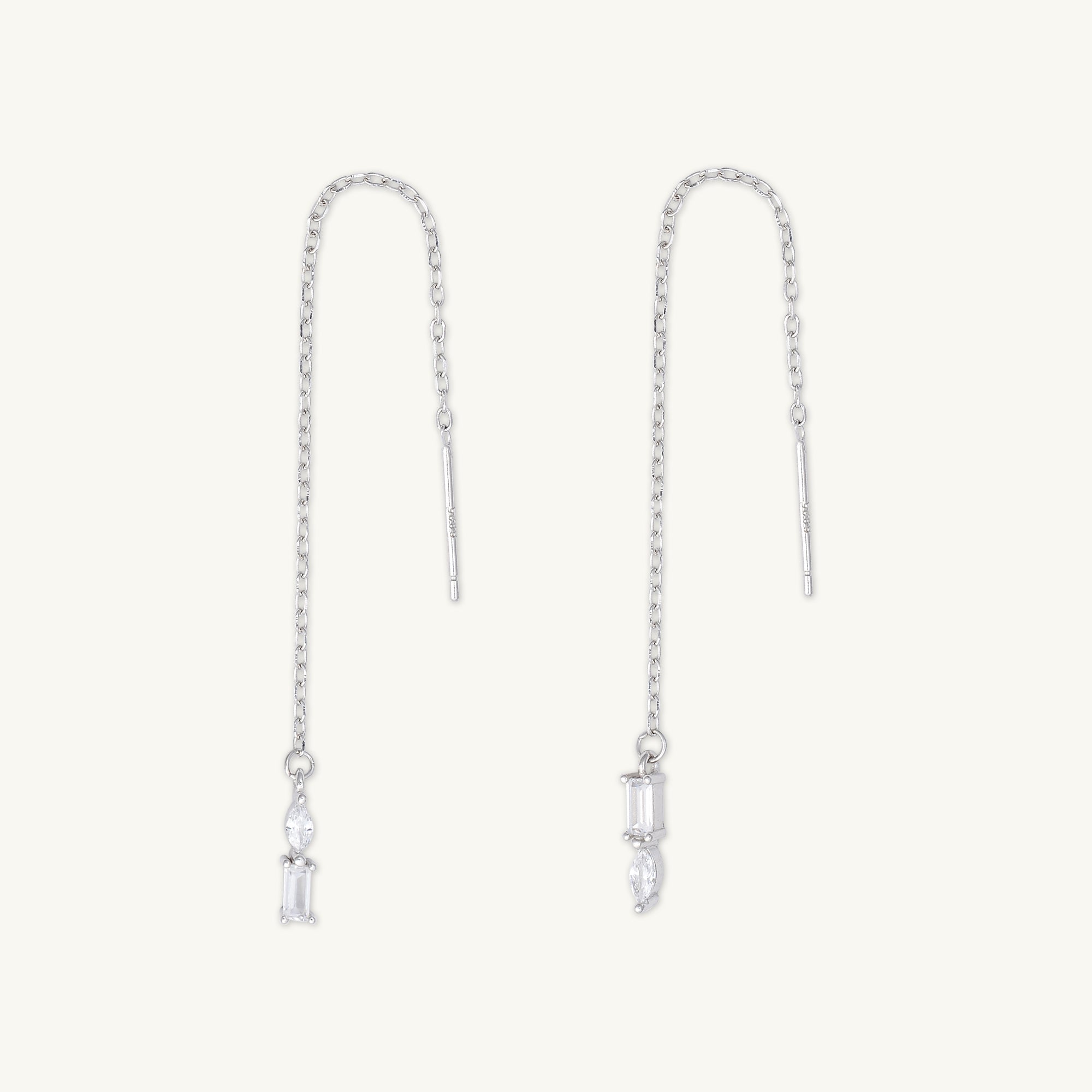 Marquise Sapphire Threader Earrings - Camile & Stone