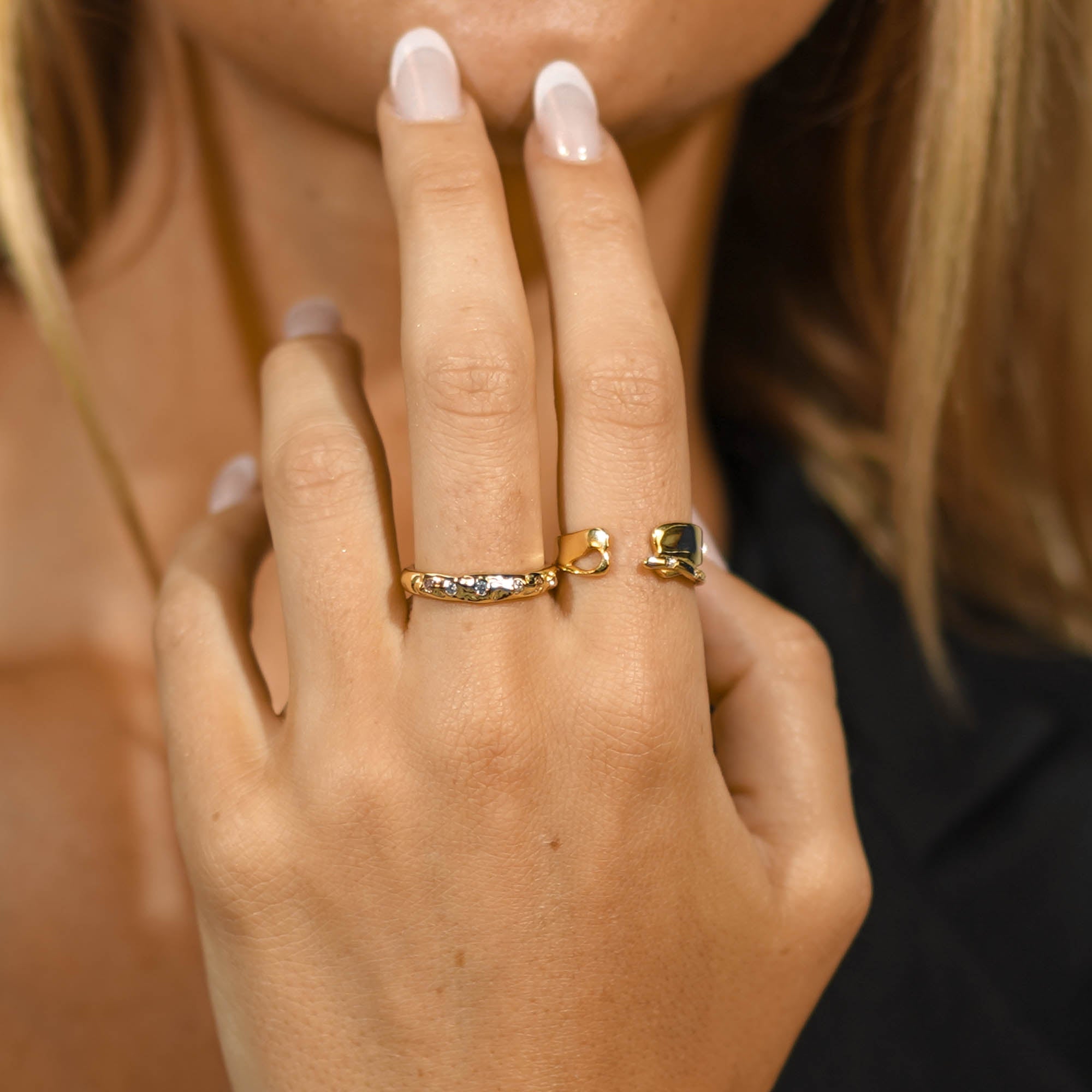 Molten Multi - Gemstone Open Ring - Camile & Stone