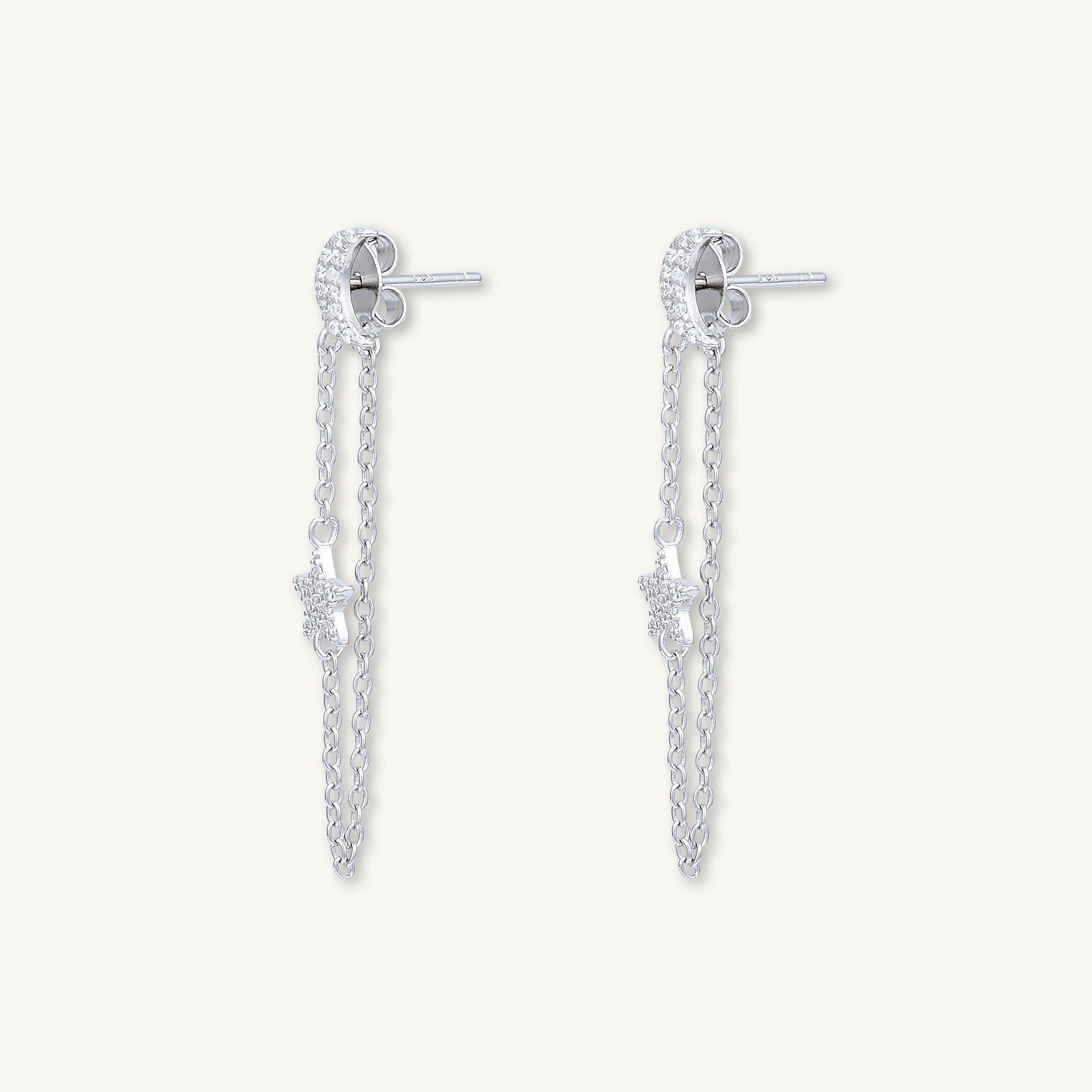 Moon & Star Dangling Sapphire Earrings - Camile & Stone