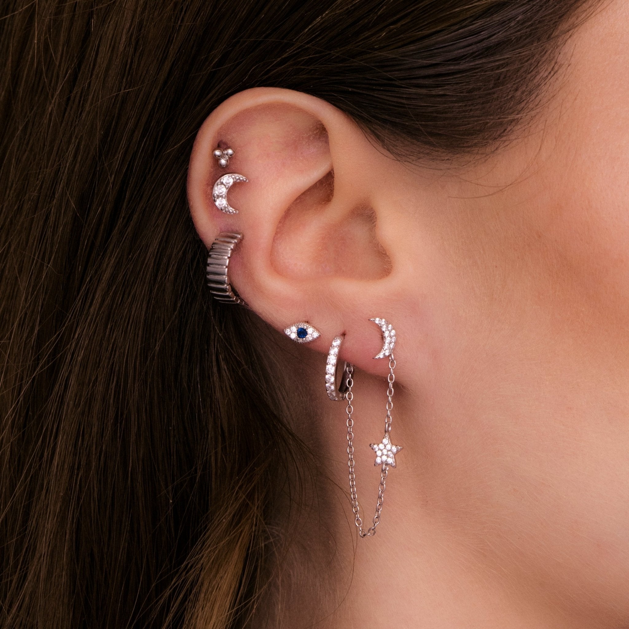Moon & Star Dangling Sapphire Earrings - Camile & Stone