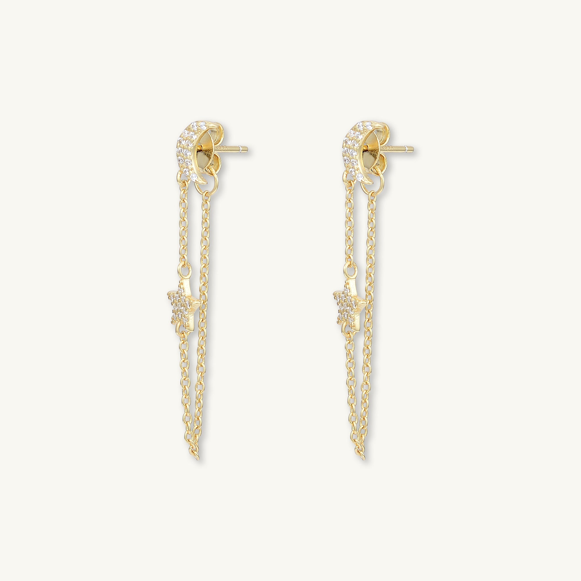 Moon & Star Dangling Sapphire Earrings - Camile & Stone
